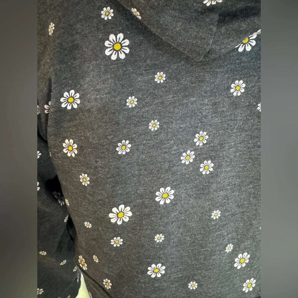 Old Navy Cropped Hoodie - Girls Large 10-12 - Daisy Print Fleece Sweatshirt EUC